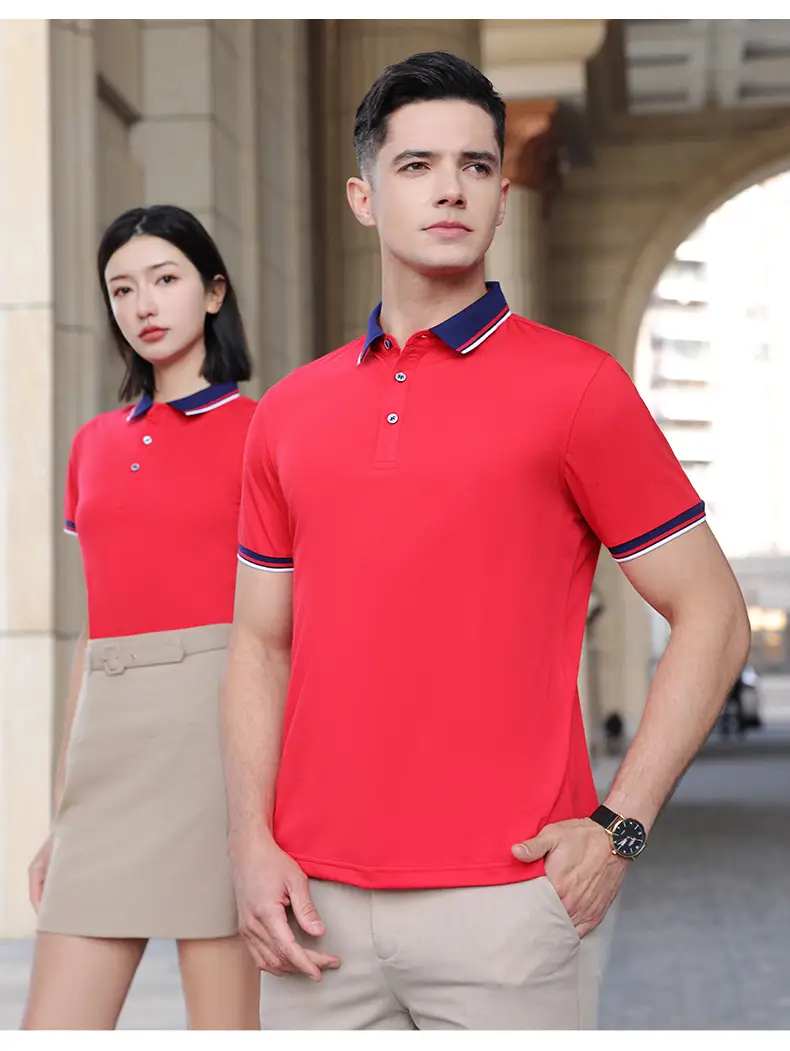Men & Women Black Polo Shirt with Belt & Skirt Set — feature 19