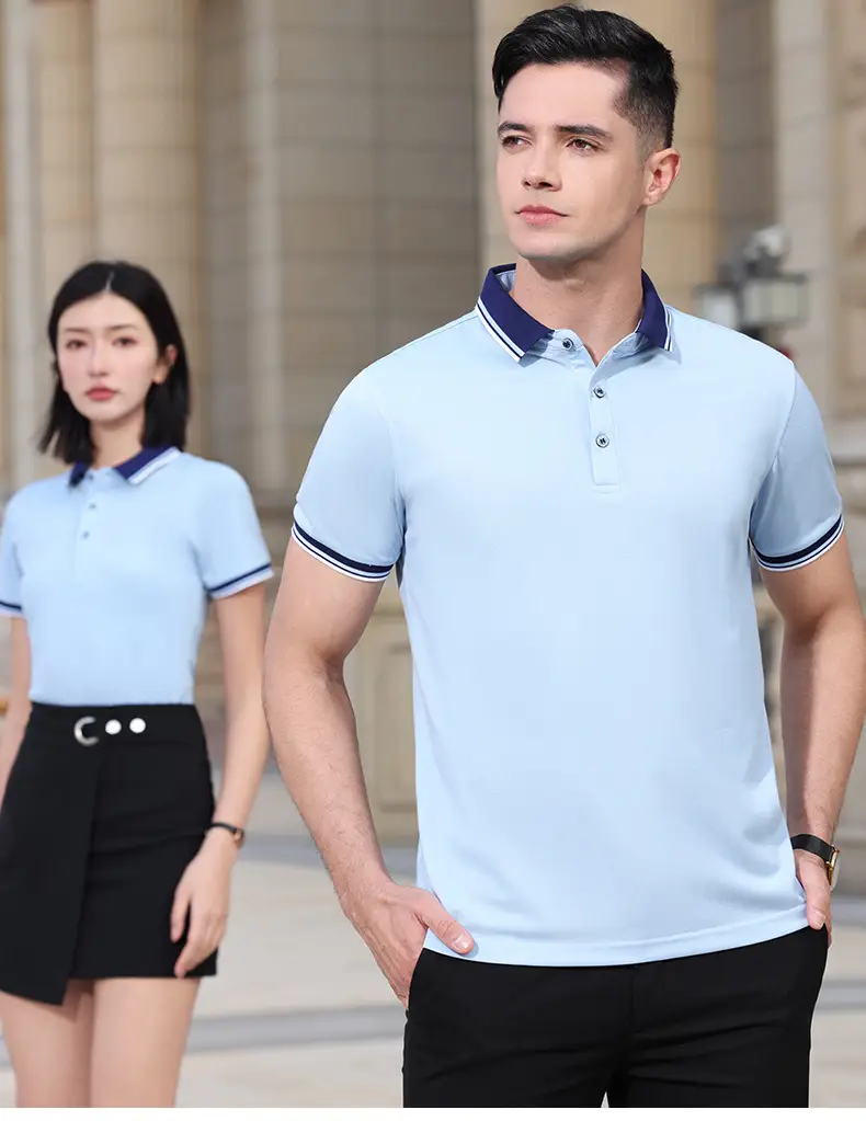 Men & Women Black Polo Shirt with Belt & Skirt Set — feature 22
