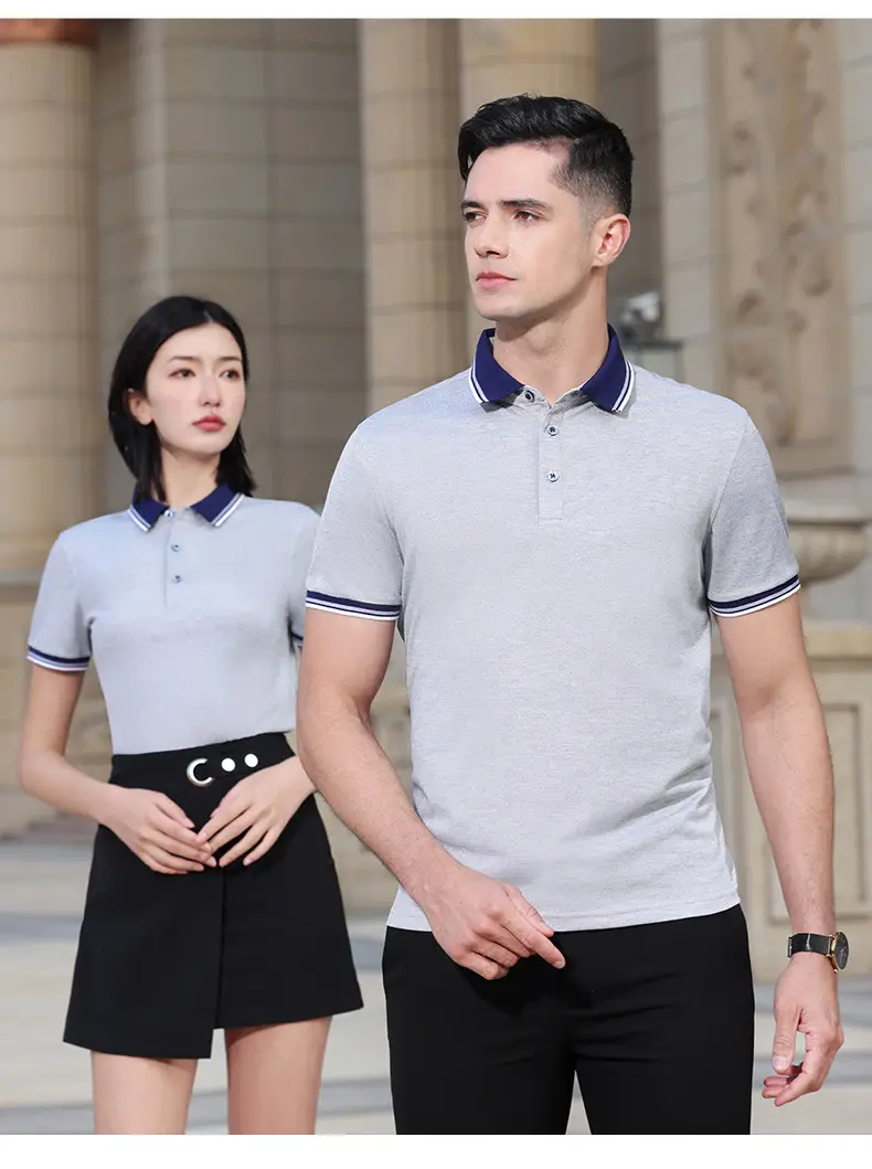 Men & Women Black Polo Shirt with Belt & Skirt Set — feature 23