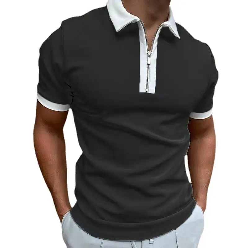 Men's Digital Printed Polo Shirt Light Grey Short Sleeve