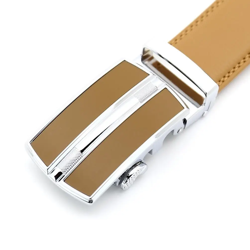 Men's Khaki Leather Belt with Automatic Buckle 3.5cm β feature 10