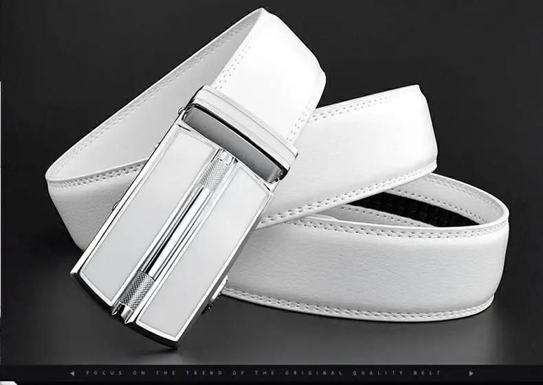 Men's Khaki Leather Belt with Automatic Buckle 3.5cm β feature 7