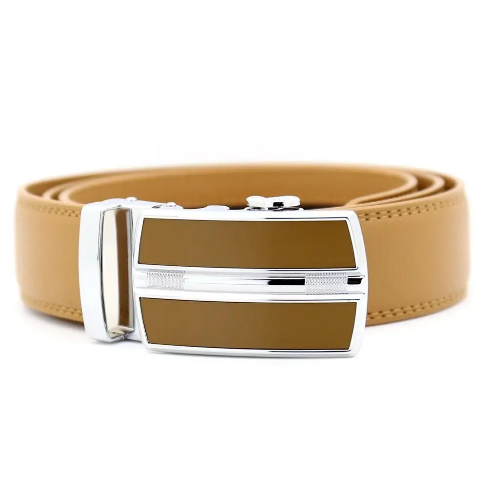 Men's Khaki Leather Belt with Automatic Buckle 3.5cm β feature 8
