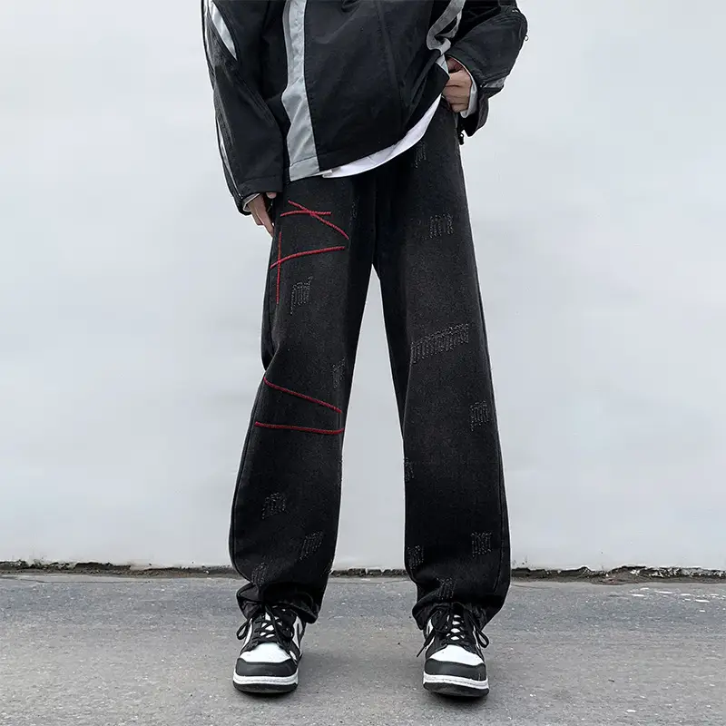 Men's Black Loose Straight Jeans 2023 Spring Autumn - Image 5