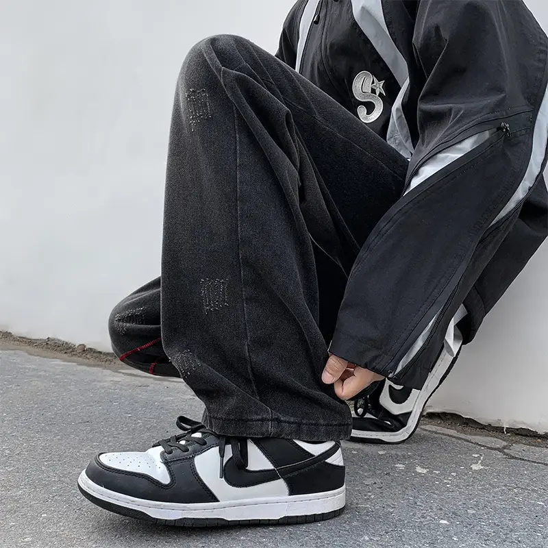 Men's Black Loose Straight Jeans 2023 Spring Autumn - Image 6