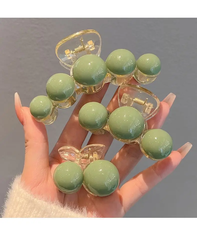 Acrylic Pearl Earrings Large Small Grab Clip Autumn Winter — feature 4