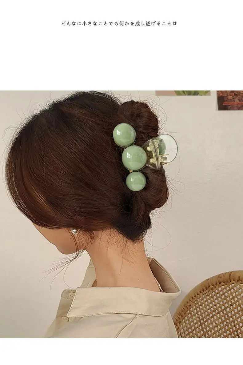 Acrylic Pearl Earrings Large Small Grab Clip Autumn Winter — feature 5