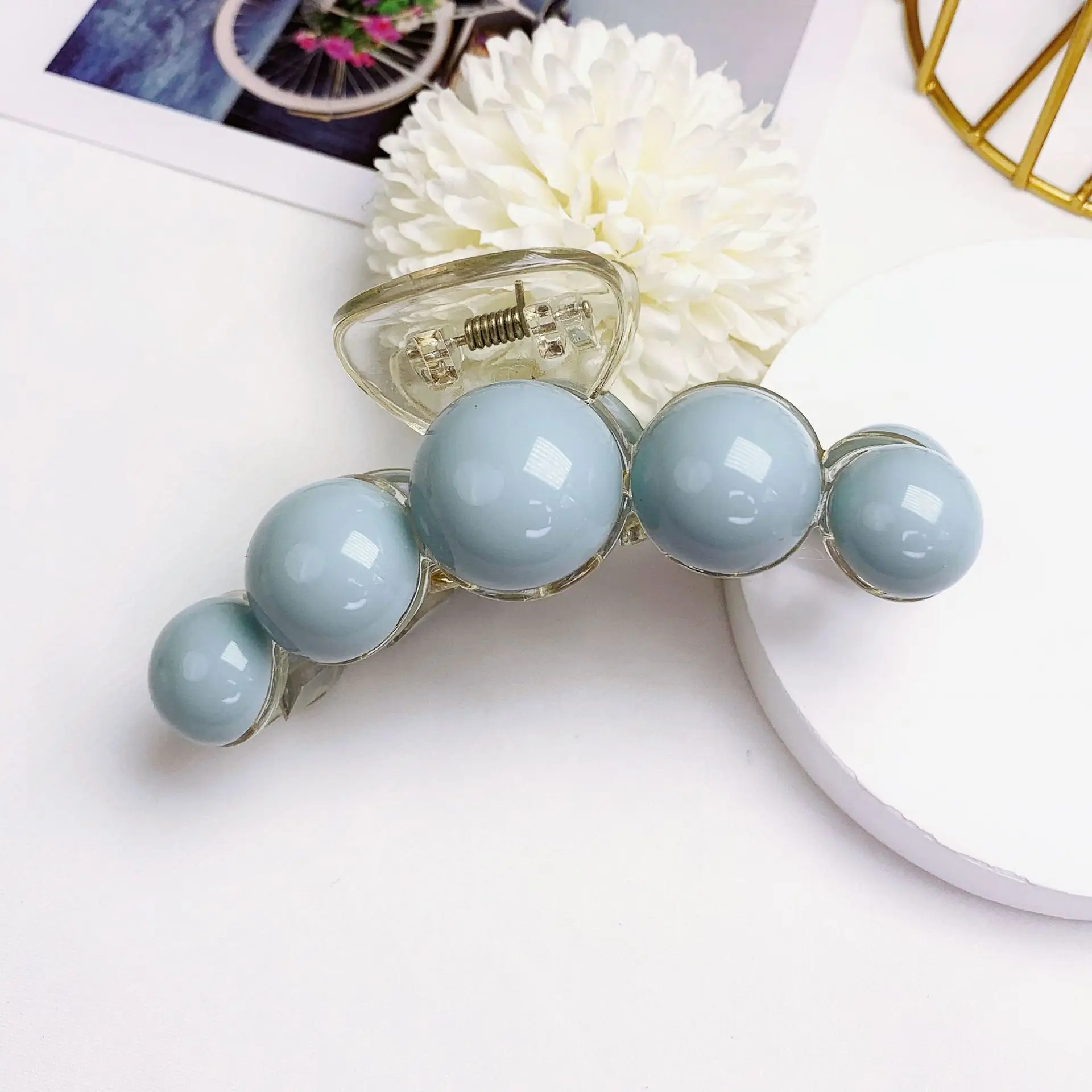 Acrylic Pearl Earrings Large Small Grab Clip Autumn Winter