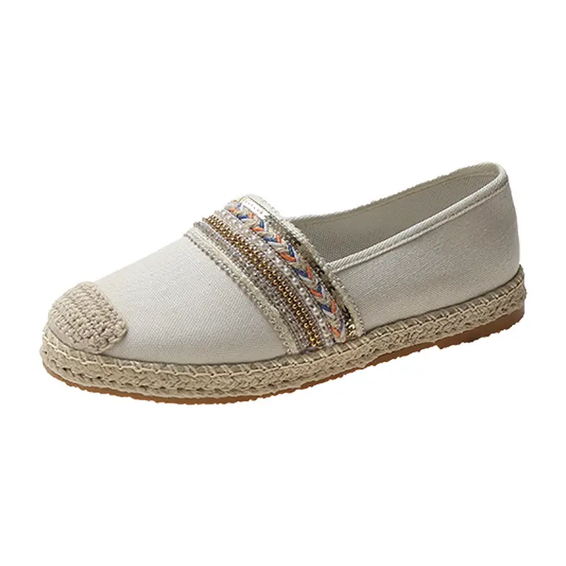 Women's Linen Fisherman Slip-On Loafers Black 2026