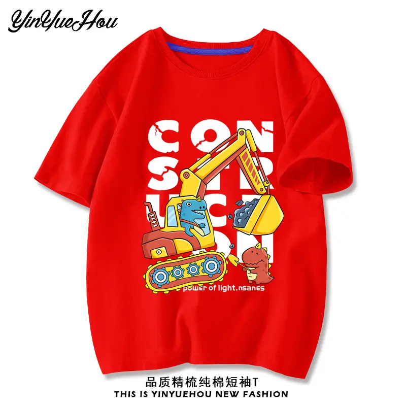 Boys Red Cotton T-Shirt Baby Digger Print 2024 - Image 15