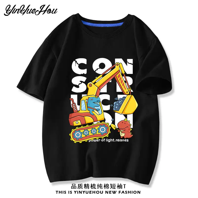 Boys Red Cotton T-Shirt Baby Digger Print 2024 - Image 3