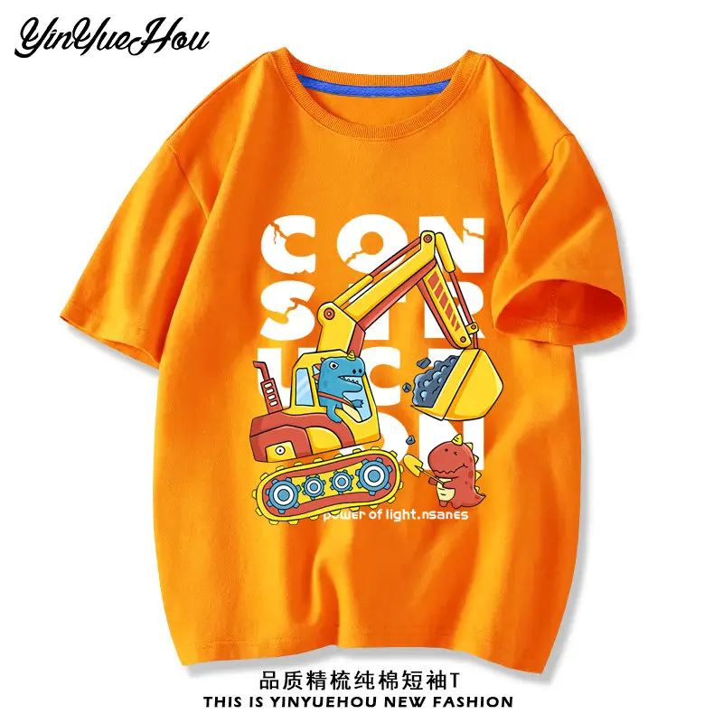 Boys Red Cotton T-Shirt Baby Digger Print 2024 - Image 6