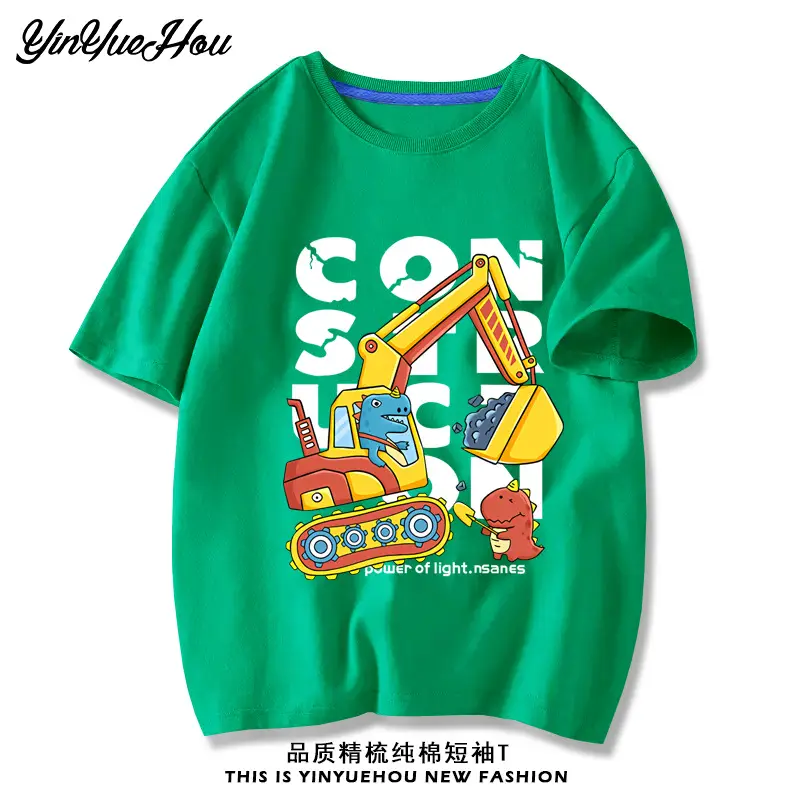 Boys Red Cotton T-Shirt Baby Digger Print 2024 - Image 8