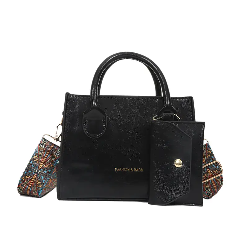 Women's Beige Shoulder Messenger Bag with Printed Strap - Image 9