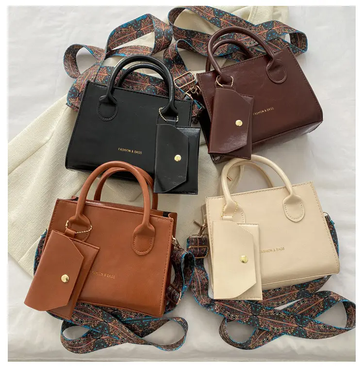Women's Beige Shoulder Messenger Bag with Printed Strap — feature 25