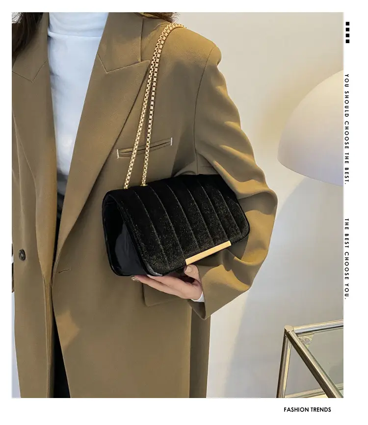 Women Velvet Chain Shoulder Bag Red Spring 2023 — feature 1