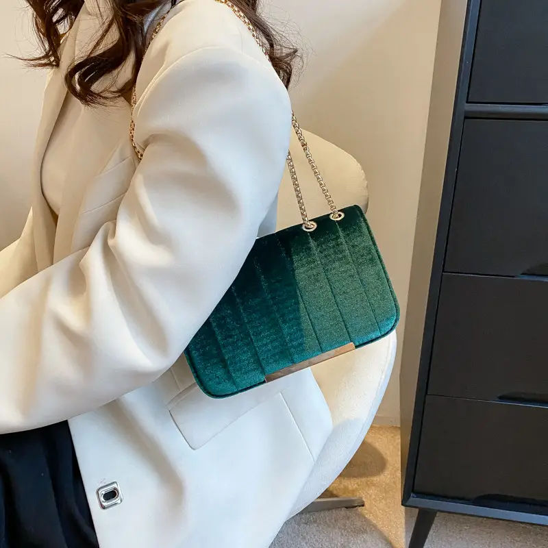 Women Velvet Chain Shoulder Bag Red Spring 2023 — feature 14