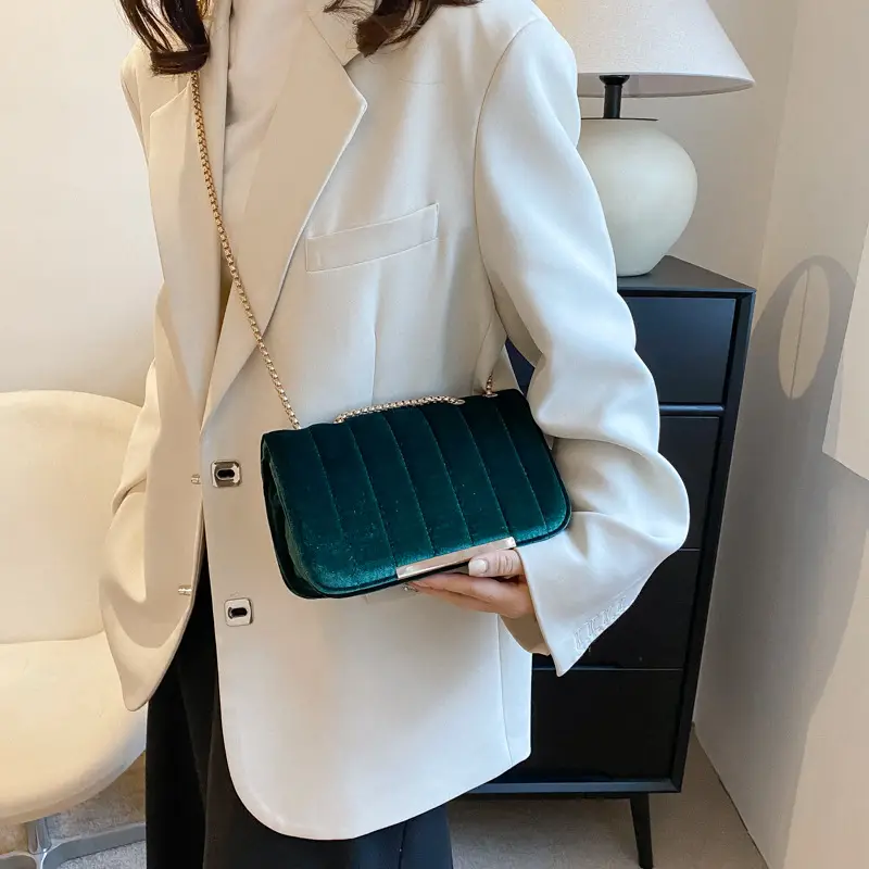 Women Velvet Chain Shoulder Bag Red Spring 2023 — feature 15
