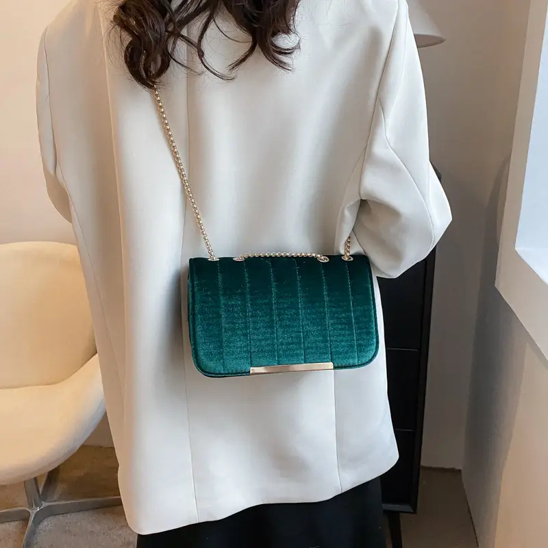 Women Velvet Chain Shoulder Bag Red Spring 2023 — feature 16