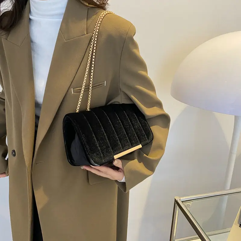 Women Velvet Chain Shoulder Bag Red Spring 2023 — feature 20