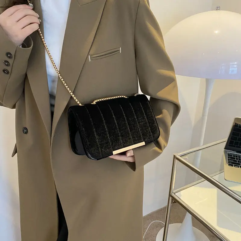 Women Velvet Chain Shoulder Bag Red Spring 2023 — feature 21