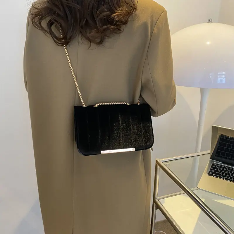 Women Velvet Chain Shoulder Bag Red Spring 2023 — feature 22