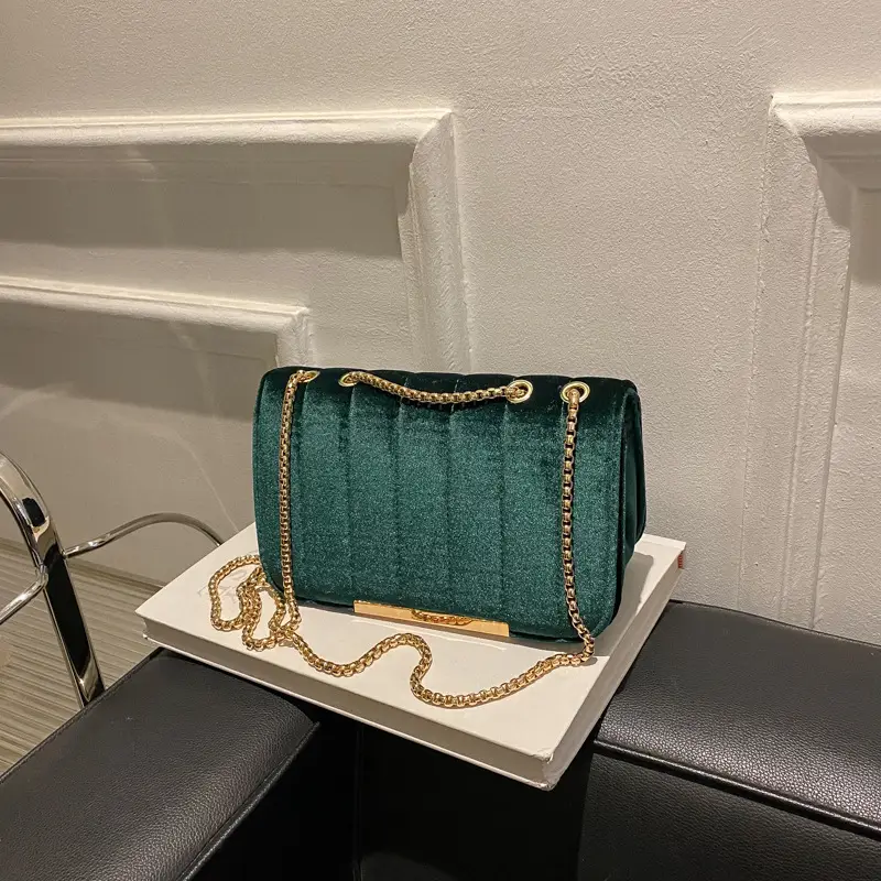 Women Velvet Chain Shoulder Bag Red Spring 2023 — feature 23