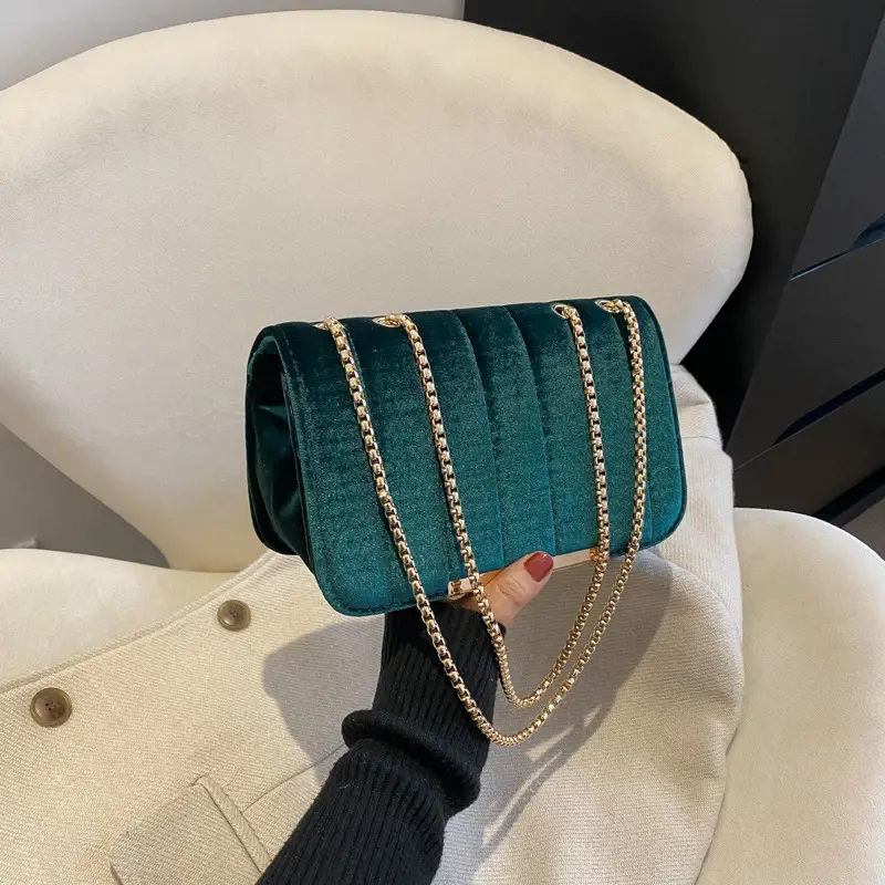 Women Velvet Chain Shoulder Bag Red Spring 2023 — feature 24