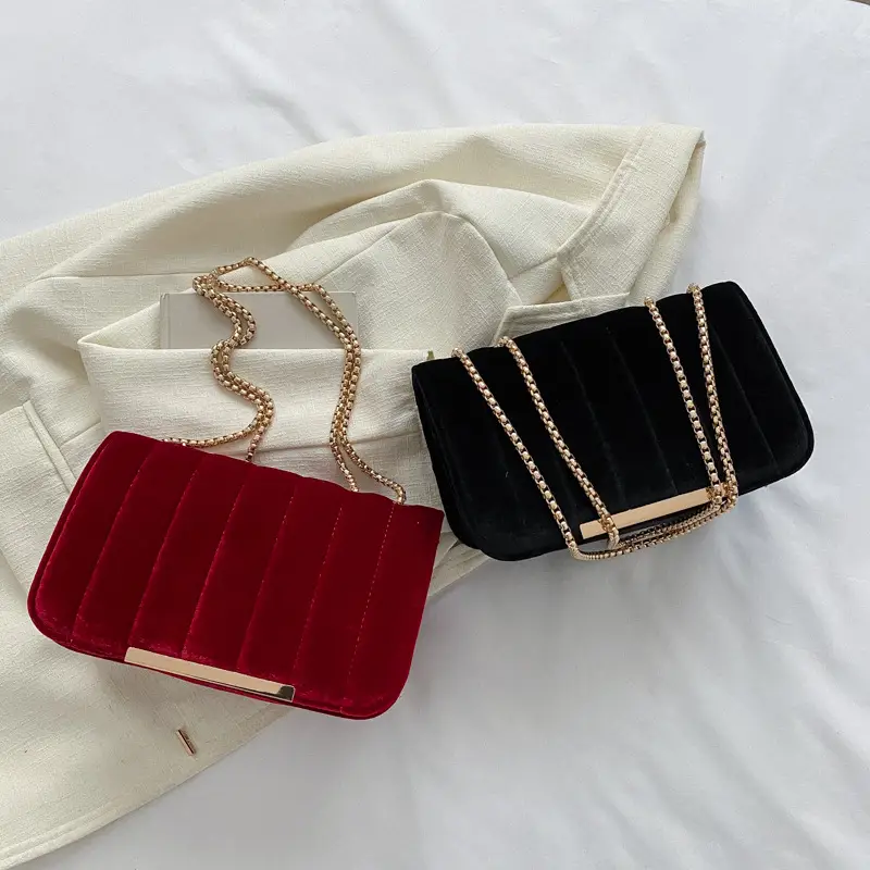Women Velvet Chain Shoulder Bag Red Spring 2023 — feature 31