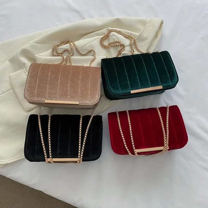 Women Velvet Chain Shoulder Bag Red Spring 2023 — feature 33
