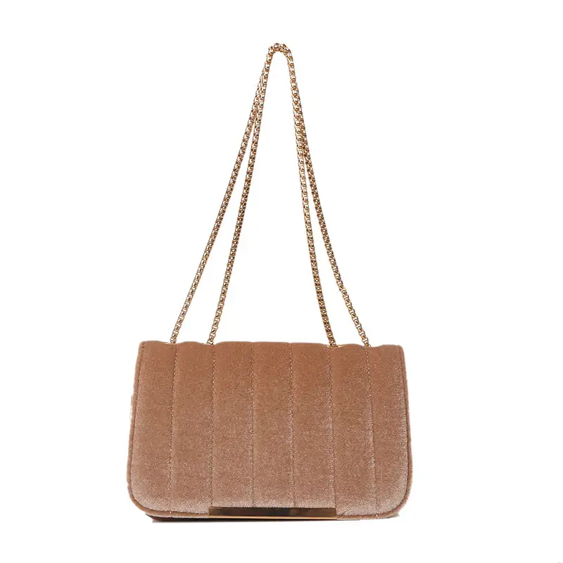 Women Velvet Chain Shoulder Bag Red Spring 2023 - Image 4