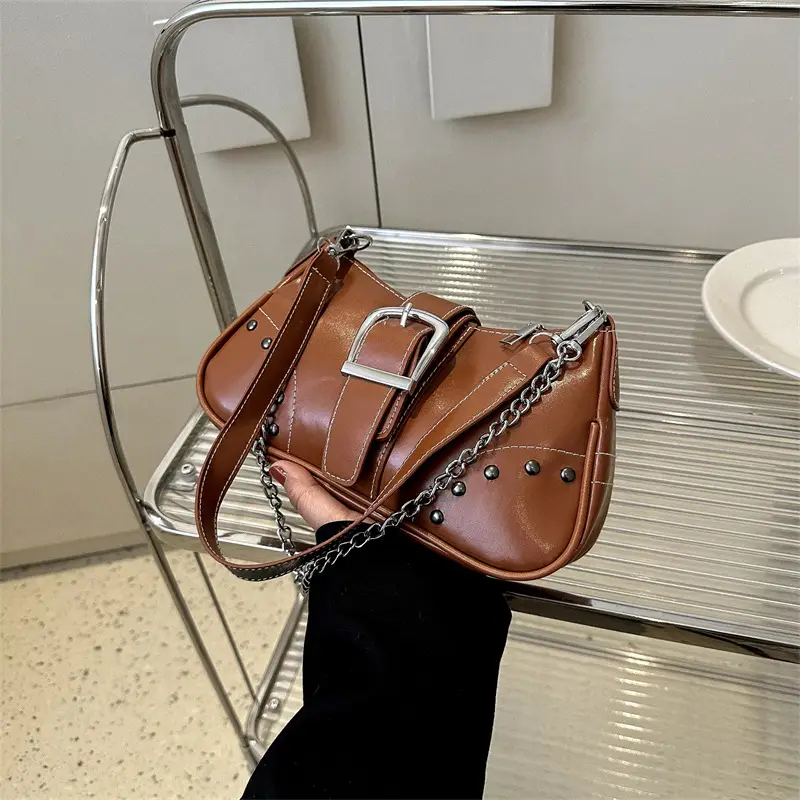 Retro Brown Leather Crossbody Bag for Women - Image 8