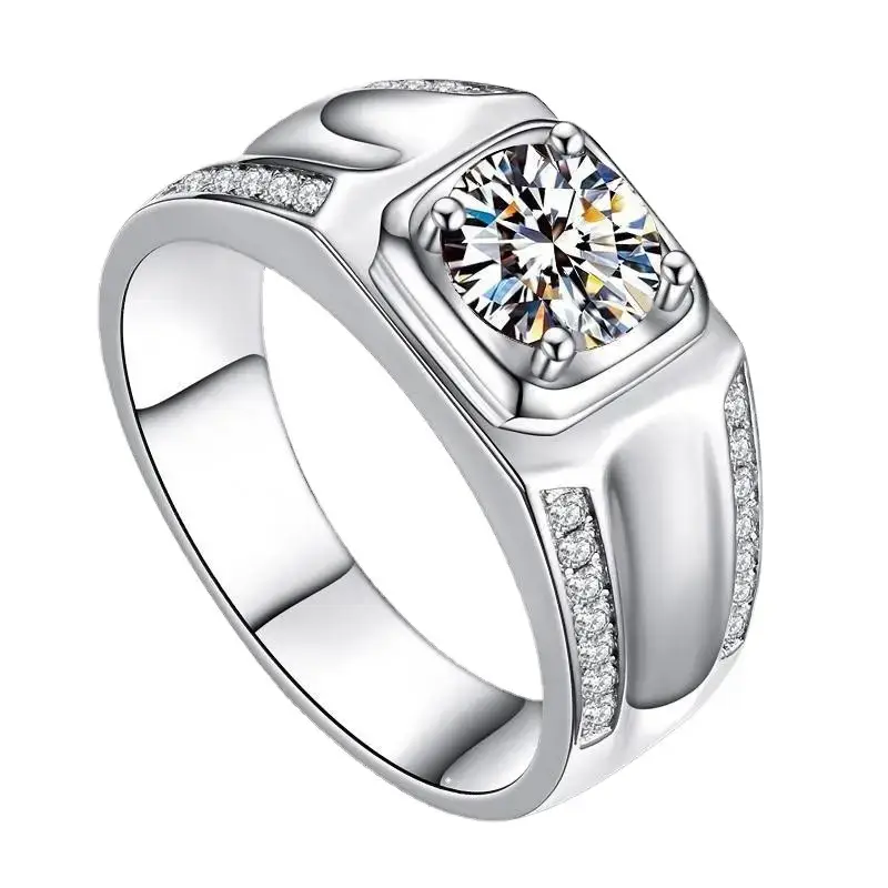 Platinum Diamond Ring for Men with Zircon Design - Image 7