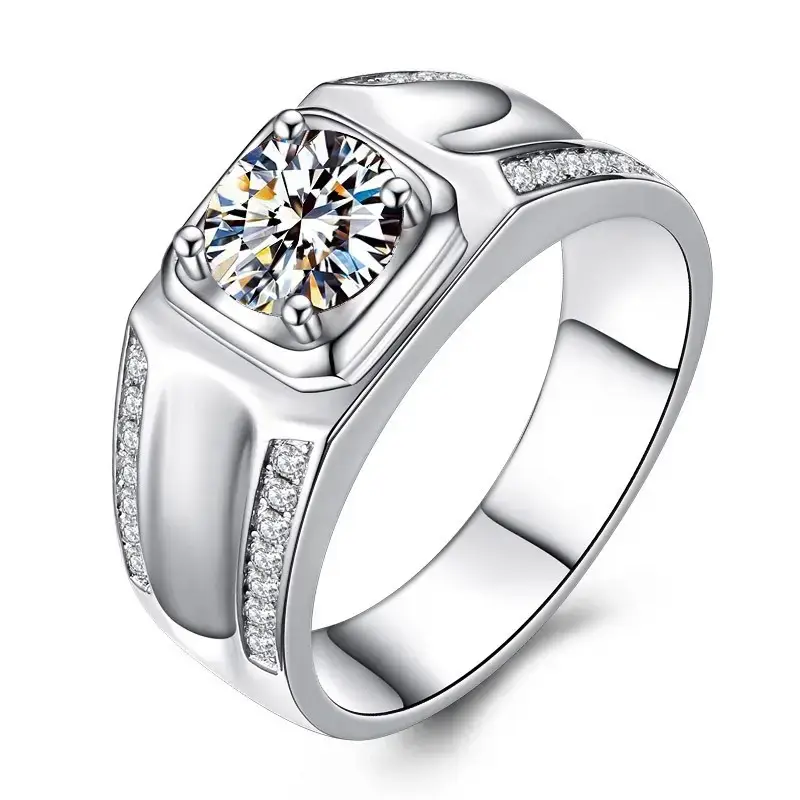 Platinum Diamond Ring for Men with Zircon Design — feature 1