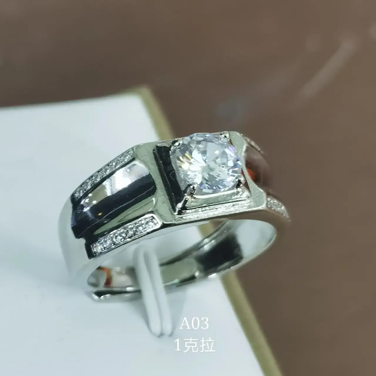 Platinum Diamond Ring for Men with Zircon Design — feature 4