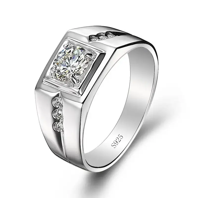 Platinum Diamond Ring for Men with Zircon Design — feature 5
