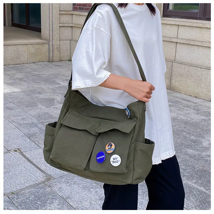 Men Canvas Crossbody Bag Large Capacity Tan — feature 22