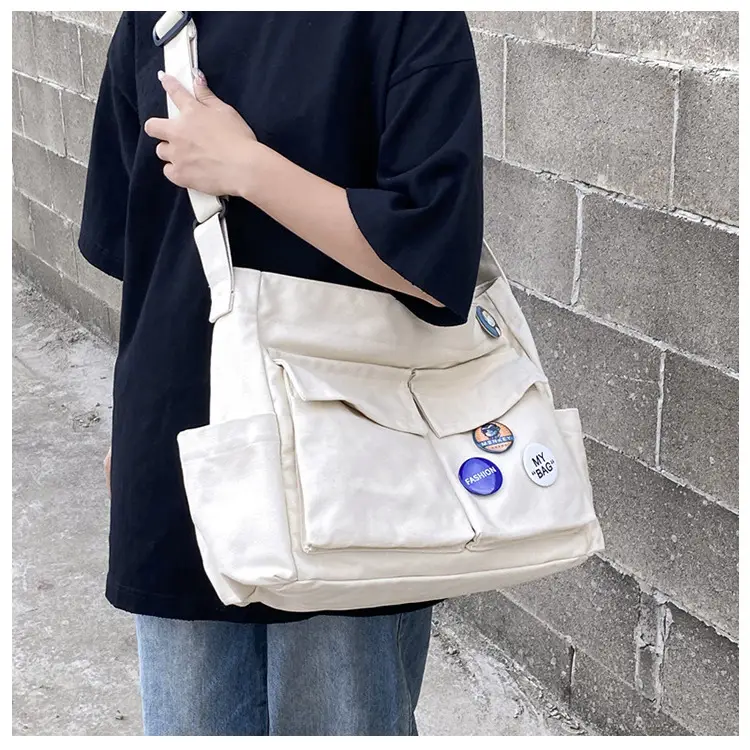 Men Canvas Crossbody Bag Large Capacity Tan — feature 27
