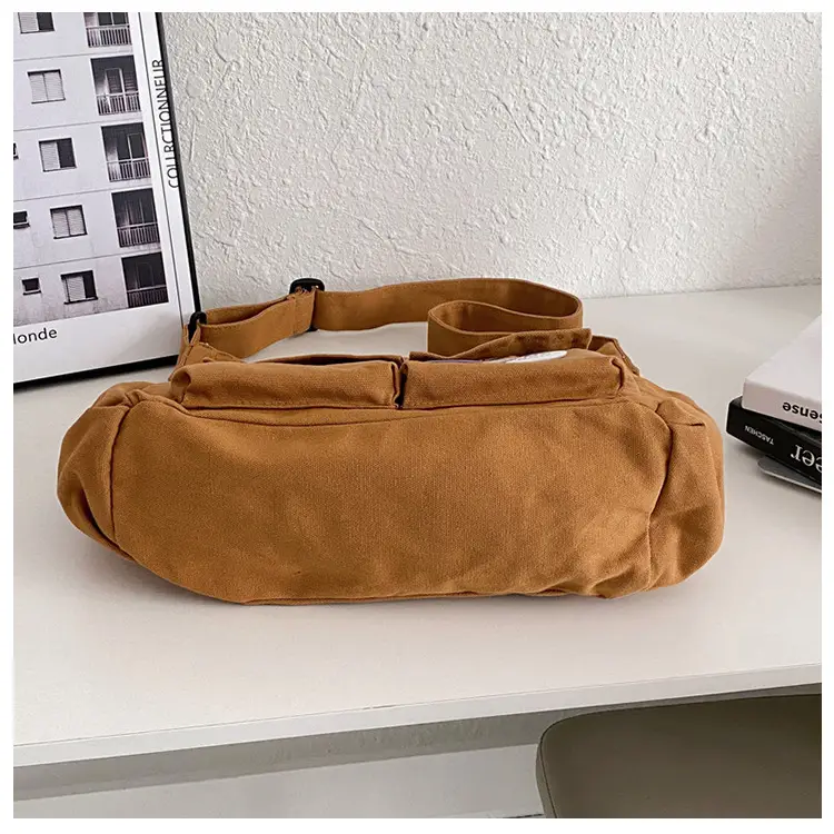Men Canvas Crossbody Bag Large Capacity Tan — feature 48