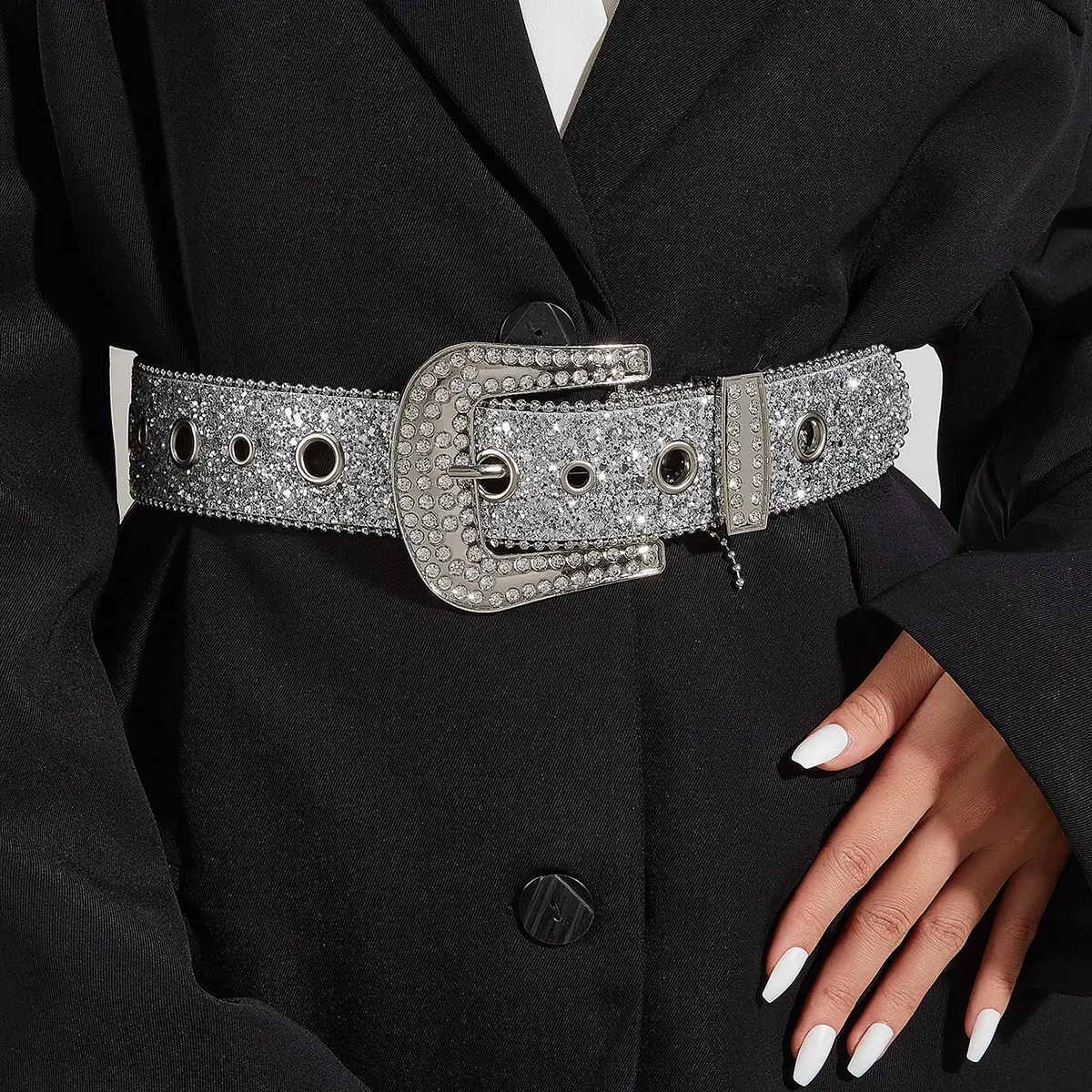 Rhinestone Wide Belt for Women European American Fashion - Image 2