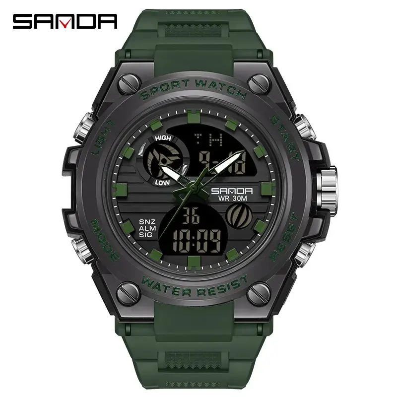 Sanda Men's Waterproof Multifunctional Sports Watch Black - Image 5