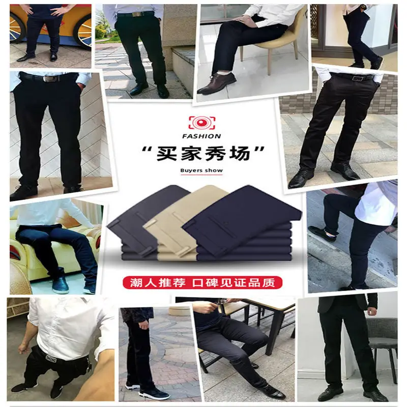 Men Navy Slim Fit Summer Trousers - Image 57