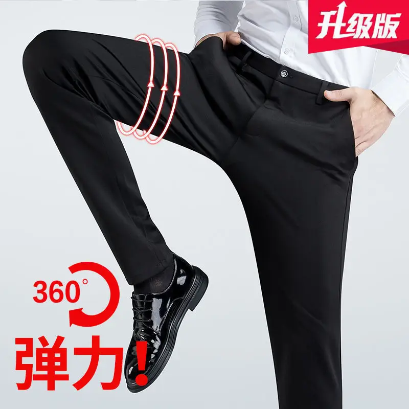 Men Navy Slim Fit Summer Trousers - Image 59