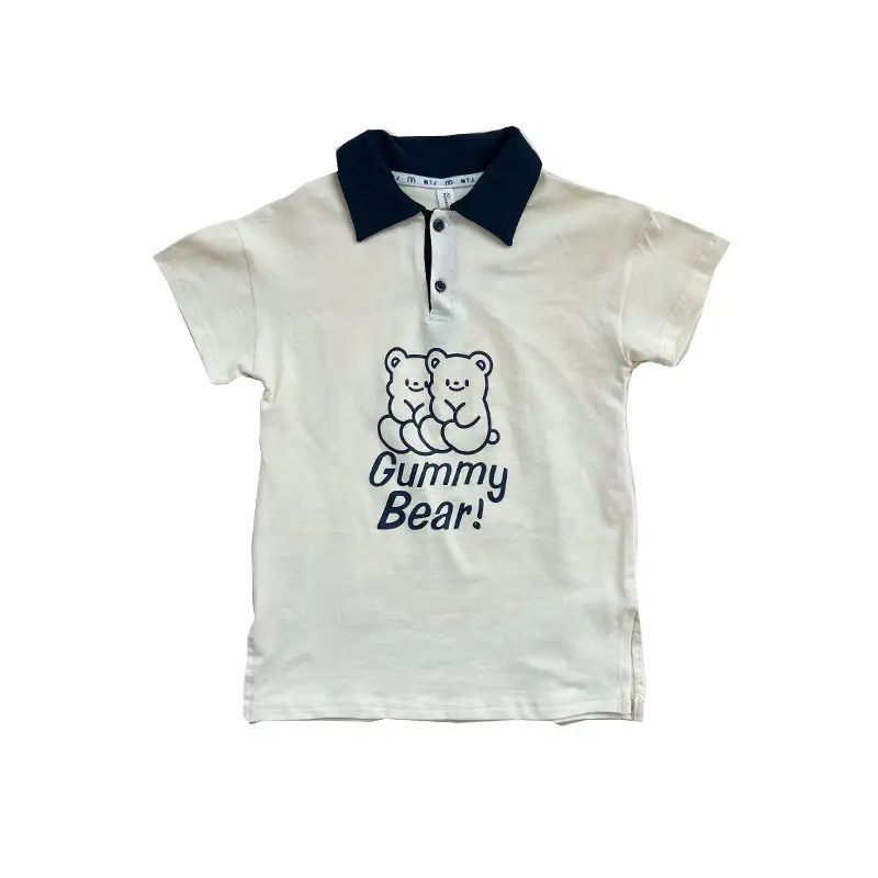Baby Teddy Bear Polo Shorts Set Cream Navy - Image 4