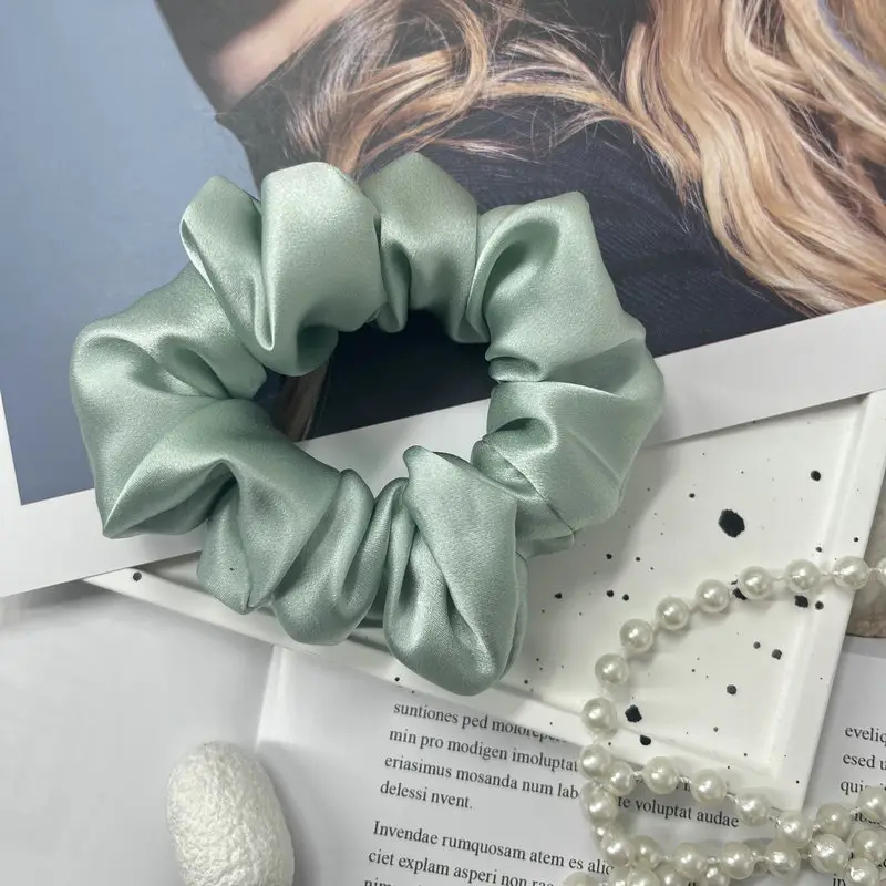 New Silk Hair Ties, Silver, High Elasticity, Holiday Gift