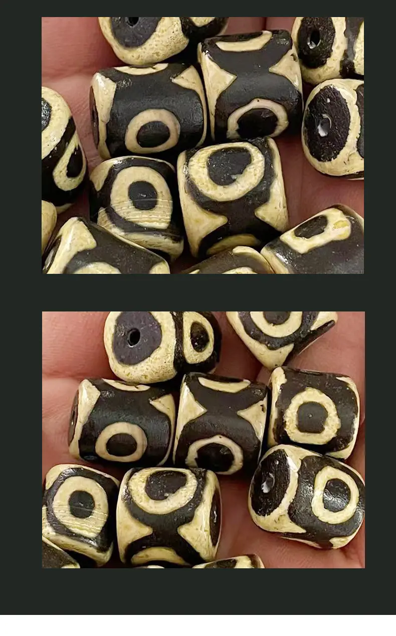 Factory Wholesale Natural Agate 14x15mm High Oil Antique Tooth Yellow Three Eye Beads — feature 8