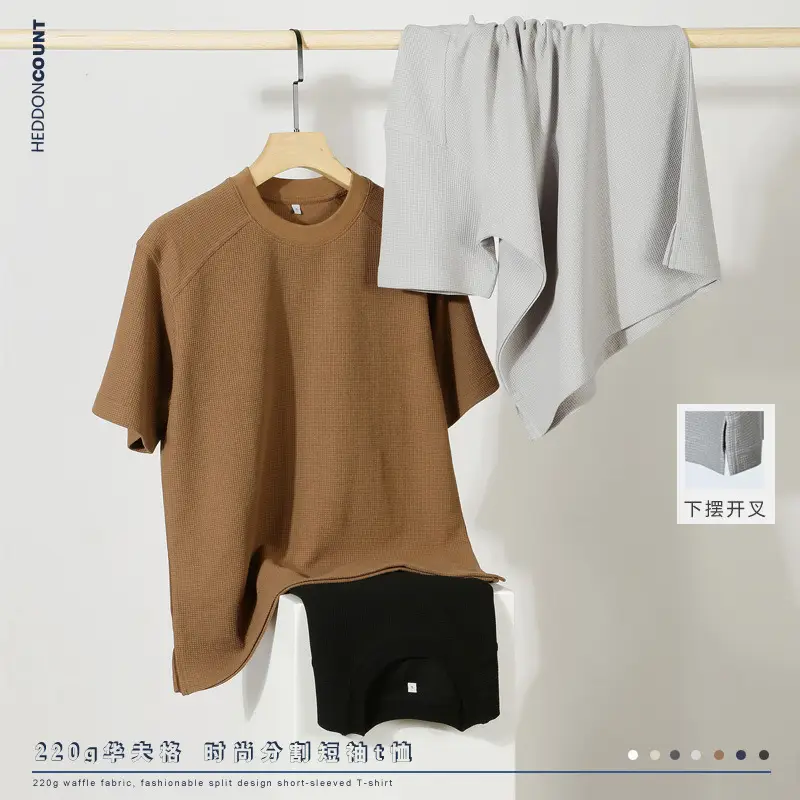 Deng Jue Men Grey Waffle Raglan T-Shirt 220g - Image 8