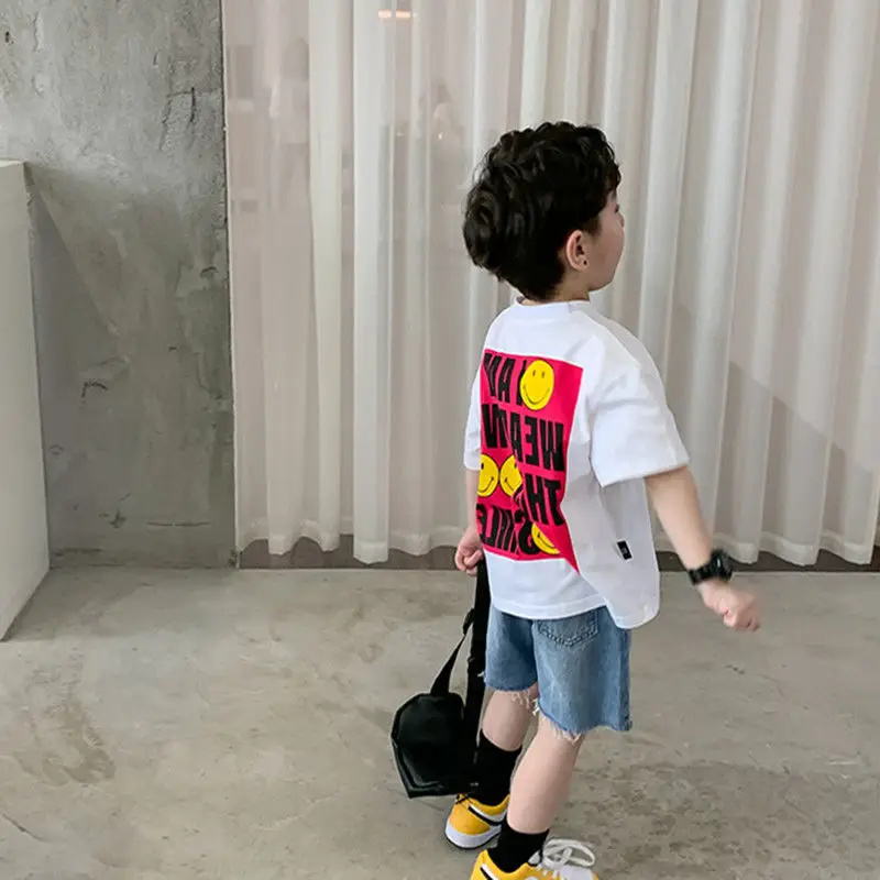 Boys Smiley T-Shirt Shorts Set White Cotton Summer 2025 - Image 5