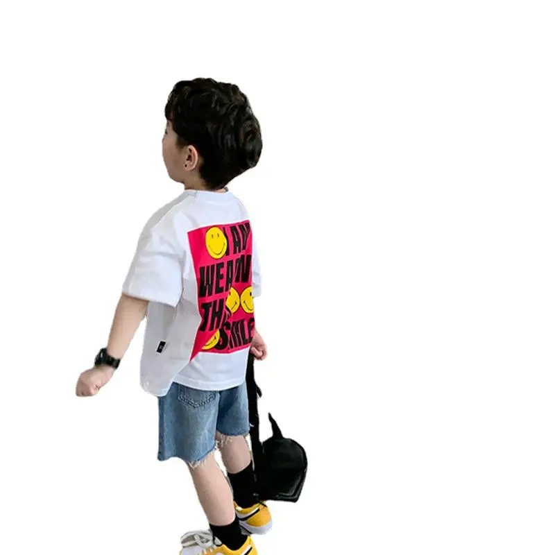 Boys Smiley T-Shirt Shorts Set White Cotton Summer 2025 - Image 6