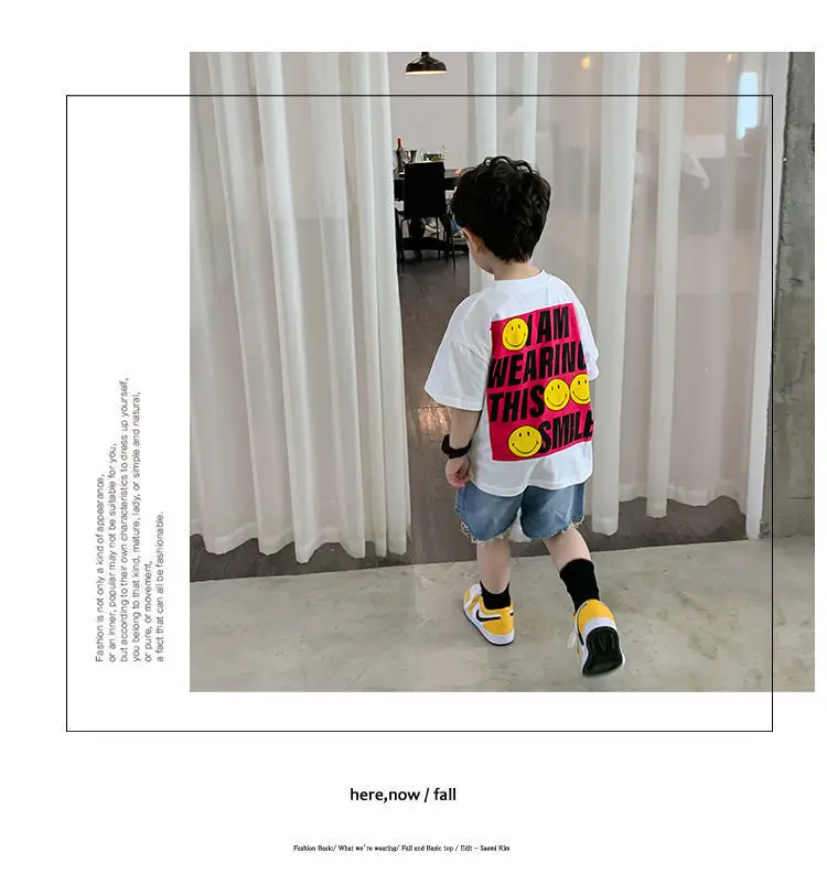 Boys Smiley T-Shirt Shorts Set White Cotton Summer 2025 — feature 10